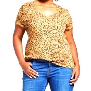 NWT Ava & Viv V Neck Leopard T Shirt 2X